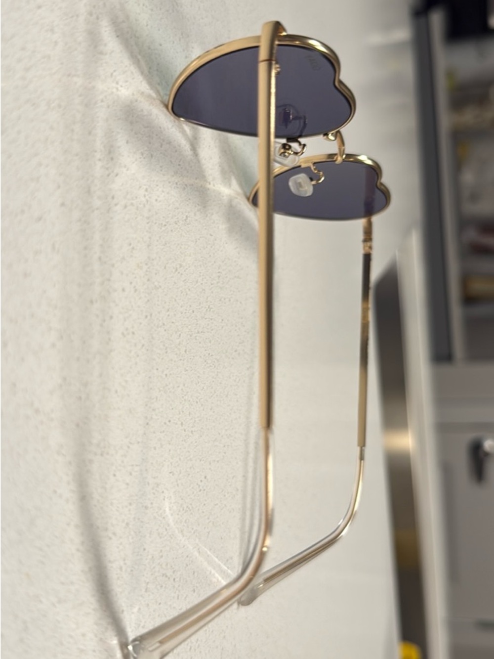 Gold Frame Heart Sunglasses with Pink Lenses - Picture 2 of 3